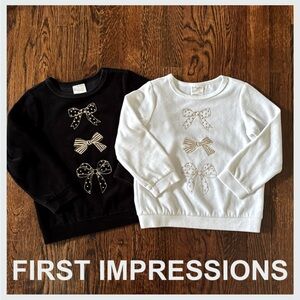 FIRST IMPRESSIONS Kids Bow Design Sweatshirts - Black & White - Sz 4T